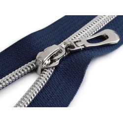 Fermeture éclair en nylon avec dents argentées, no 7, longueur 80 cm - Bleu fonçé (1 Pièce)