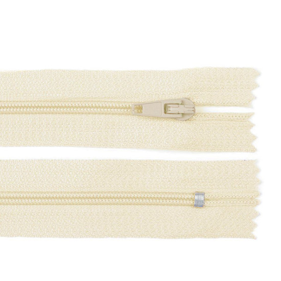 Nylon zipper no 3, length 12 cm autolock - Cream lightest (10 Pieces) Nylon zipper no 3, length 12 cm autolock - Cream lightest (10 Pieces)