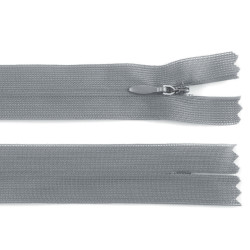 Chiusura lampo, in nylon, invisibile, numero 3, lunghezza: 50 cm, dederon - Grigio (1 Pezzo)