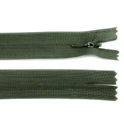 Chiusura lampo, in nylon, invisibile, numero 3, lunghezza: 50 cm, dederon - Oliva verde (1 Pezzo)