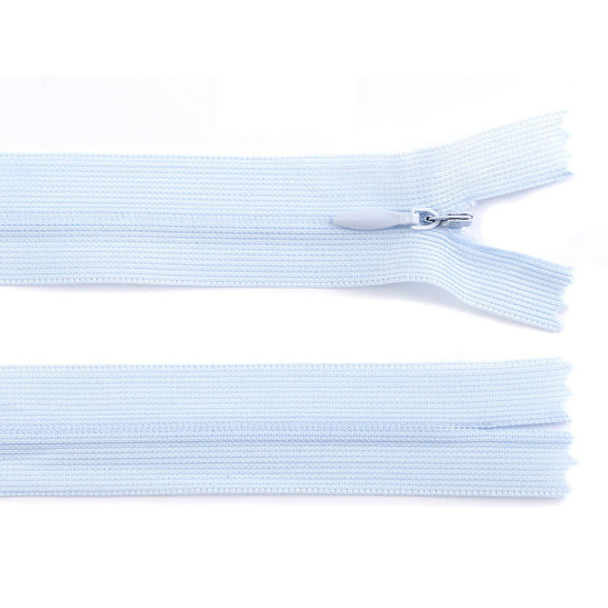 Invisible nylon zipper no 3, length 50 cm, dederon - Azure blue (1 Piece) Invisible nylon zipper no 3, length 50 cm, dederon - Azure blue (1 Piece)