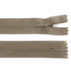 Chiusura lampo, in nylon, invisibile, numero 3, lunghezza: 50 cm, dederon - Beige scuro (1 Pezzo)
