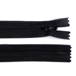 Chiusura lampo, in nylon, invisibile, numero 3, lunghezza: 50 cm, dederon - Nero (1 Pezzo)