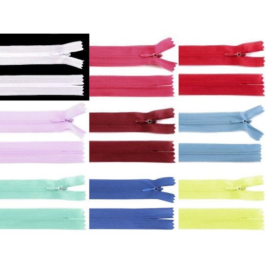 Invisible nylon zipper no 3, length 50 cm, dederon - Azure blue (1 Piece) Invisible nylon zipper no 3, length 50 cm, dederon - Azure blue (1 Piece)