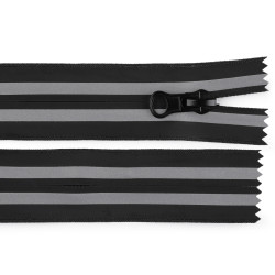 Waterproof nylon zipper no 7, length 18 cm, 20 cm, reflective - Black (1 Piece)