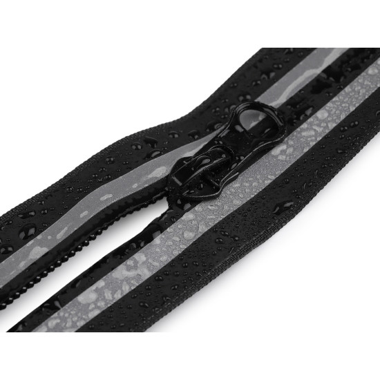 Waterproof nylon zipper no 7, length 18 cm, 20 cm, reflective - Black (1 Piece) Waterproof nylon zipper no 7, length 18 cm, 20 cm, reflective - Black (1 Piece)