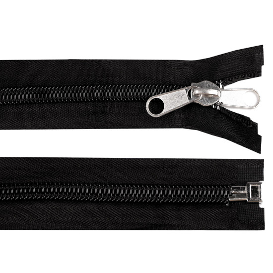Tent nylon zipper no 10 with double-sided slider, length 200 cm - Black (5 Pieces) Tent nylon zipper no 10 with double-sided slider, length 200 cm - Black (5 Pieces)