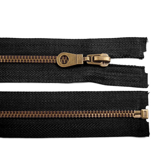 Old brass zipper no 5, lenght 60 cm jacket - Chocolate (1 Piece) Old brass zipper no 5, lenght 60 cm jacket - Chocolate (1 Piece)