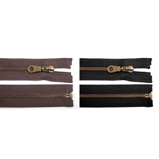 Old brass zipper no 5, lenght 60 cm jacket - Chocolate (1 Piece) Old brass zipper no 5, lenght 60 cm jacket - Chocolate (1 Piece)