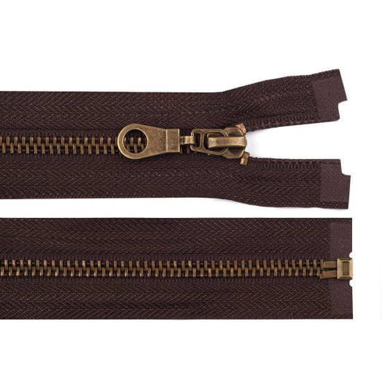 Old brass zipper no 5, length 65 cm jacket - Chocolate (10 Pieces) Old brass zipper no 5, length 65 cm jacket - Chocolate (10 Pieces)