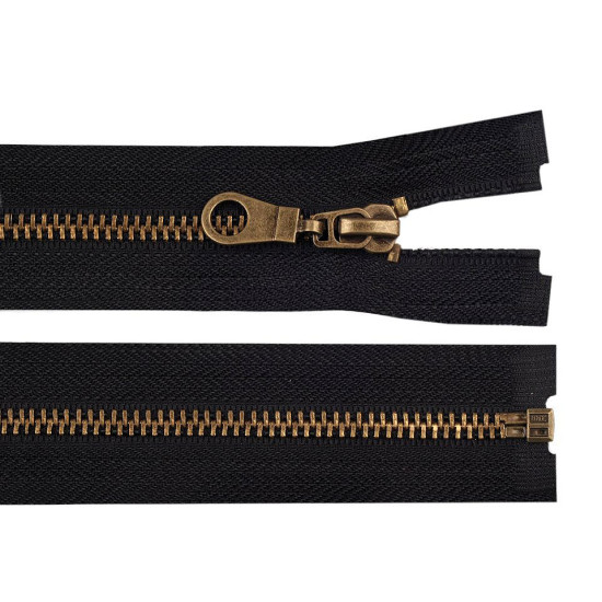 Old brass zipper no 5, length 65 cm jacket - Chocolate (10 Pieces) Old brass zipper no 5, length 65 cm jacket - Chocolate (10 Pieces)