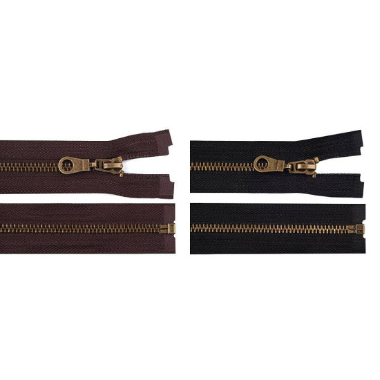 Old brass zipper no 5, length 65 cm jacket - Chocolate (10 Pieces) Old brass zipper no 5, length 65 cm jacket - Chocolate (10 Pieces)