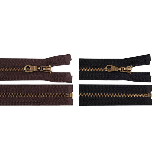 Old brass zipper no 5, length 85 cm jacket - Chocolate (10 Pieces) Old brass zipper no 5, length 85 cm jacket - Chocolate (10 Pieces)