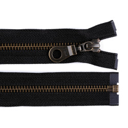 Antique brass zipper ykk no 5, length 70 cm, jacket - Black (1 Piece)