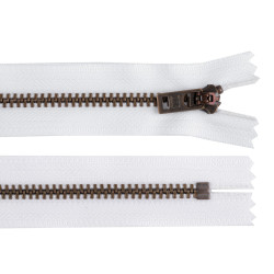 Metal zipper ykk no 5 length 18 cm old brass (jeans) - White (1 Piece)