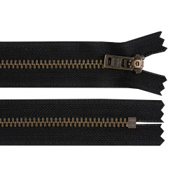 Metal zipper ykk no 5 length 18 cm old brass (jeans) - Black (1 Piece)