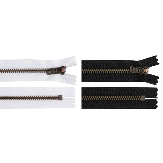 Metal zipper ykk no 5 length 18 cm old brass (jeans) - Black (1 Piece) Metal zipper ykk no 5 length 18 cm old brass (jeans) - Black (1 Piece)