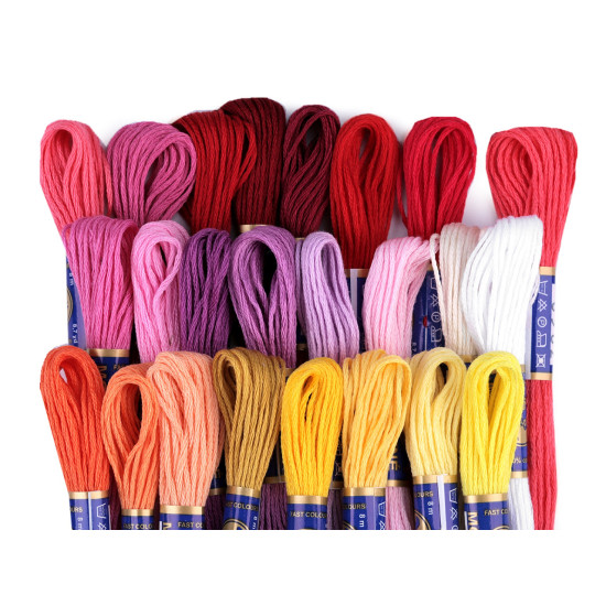 Cotton embroidery thread mouline niťárna - Fiery red (24 Pieces) Cotton embroidery thread mouline niťárna - Fiery red (24 Pieces)