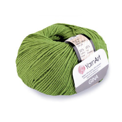 Knitting yarn gina / jeans 50 g - Green khaki (1 Piece)