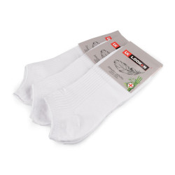 Calcetines tobilleros de algodón con bambú añadido para hombre - Blanco (3 Pares)
