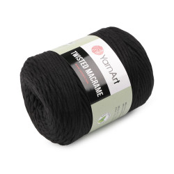 Knitting yarn twisted macrame 500 g, combing - Black (1 Piece)