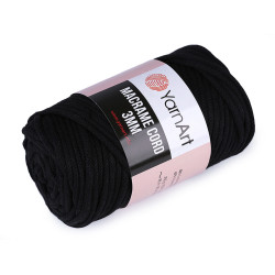 Fir de tricotat / croșetat macrame cord, 250 g - Negru (1 Bucată)