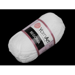 Bavlnená pletacia priadza begonia 50 g - Biela (1 Kus)