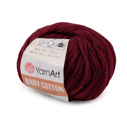 Fil à tricoter baby cotton, 50 g - Bordeaux (1 Pièce)