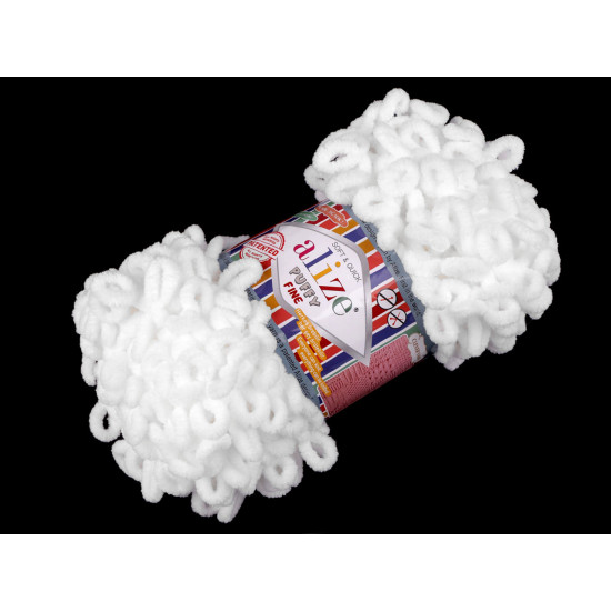 Pletací příze alize puffy fine 100 g - Bílá (5 Kusy) Pletací příze alize puffy fine 100 g - Bílá (5 Kusy)