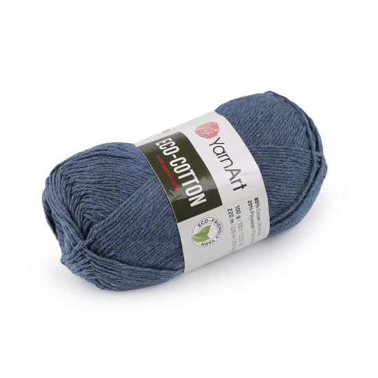 Pelote de laine eco-cotton, 100 g - Bleu azur (5 Pièces)