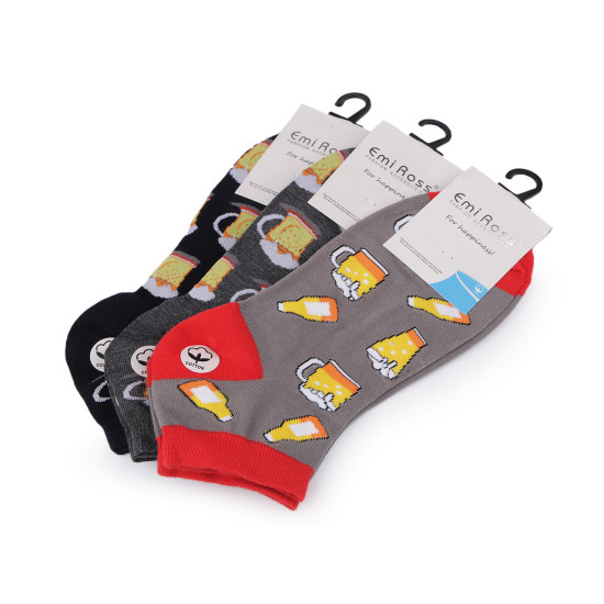 Men's cotton ankle socks beer - Gray (3 Pairs) Men's cotton ankle socks beer - Gray (3 Pairs)