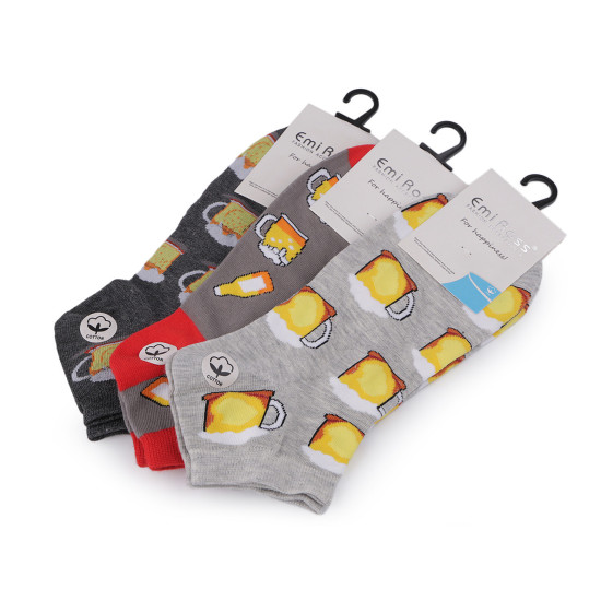 Men's cotton ankle socks beer - Gray (3 Pairs) Men's cotton ankle socks beer - Gray (3 Pairs)