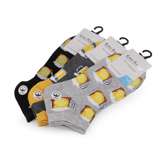 Men's cotton ankle socks beer - Gray (3 Pairs) Men's cotton ankle socks beer - Gray (3 Pairs)