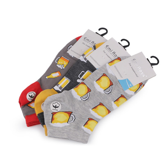 Men's cotton ankle socks beer - Gray (3 Pairs) Men's cotton ankle socks beer - Gray (3 Pairs)
