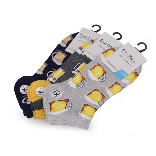 Men's cotton ankle socks beer - Gray (3 Pairs) Men's cotton ankle socks beer - Gray (3 Pairs)