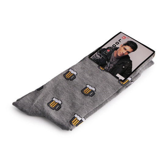 Men's cotton ankle socks beer - Gray (3 Pairs) Men's cotton ankle socks beer - Gray (3 Pairs)