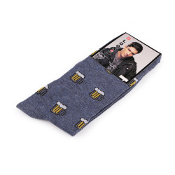 Calzini alla caviglia da uomo, in cotone, motivo: birra - Jeans blu (1 Paio)