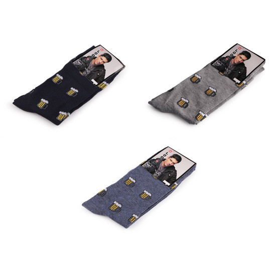 Men's cotton ankle socks beer - Gray (3 Pairs) Men's cotton ankle socks beer - Gray (3 Pairs)