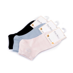 Calzini alla caviglia da donna, in cotone, modello: emi ross - Mix di colori casuali (3 Paia)