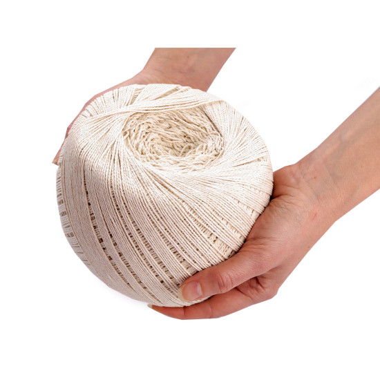 Bavlněná příze macrame ø1,5-2 mm rozčesávací - Bílá přírodní (3 Kusy) Bavlněná příze macrame ø1,5-2 mm rozčesávací - Bílá přírodní (3 Kusy)