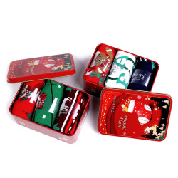 Caja de hojalata con calcetines navideños emi ross© - Mezcla aleatoria (3 Pares)