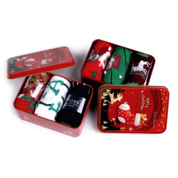 Caja de hojalata con calcetines navideños emi ross© - Mezcla aleatoria (3 Pares)