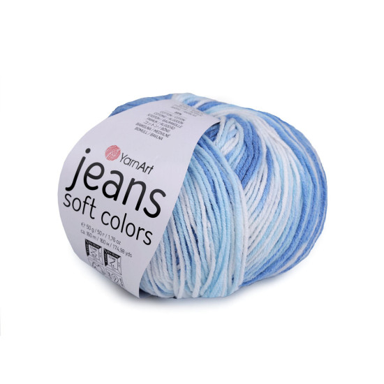 Pelote de laine jeans soft color, 50 g - Multicolore (10 Pièces) Pelote de laine jeans soft color, 50 g - Multicolore (10 Pièces)