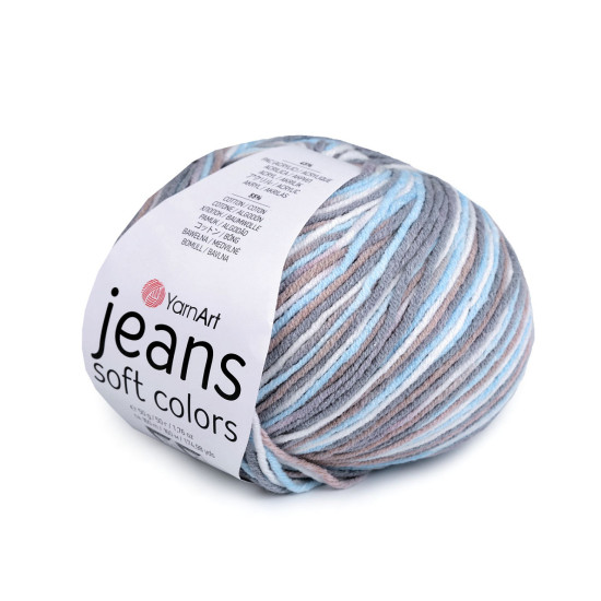Pelote de laine jeans soft color, 50 g - Multicolore (10 Pièces) Pelote de laine jeans soft color, 50 g - Multicolore (10 Pièces)