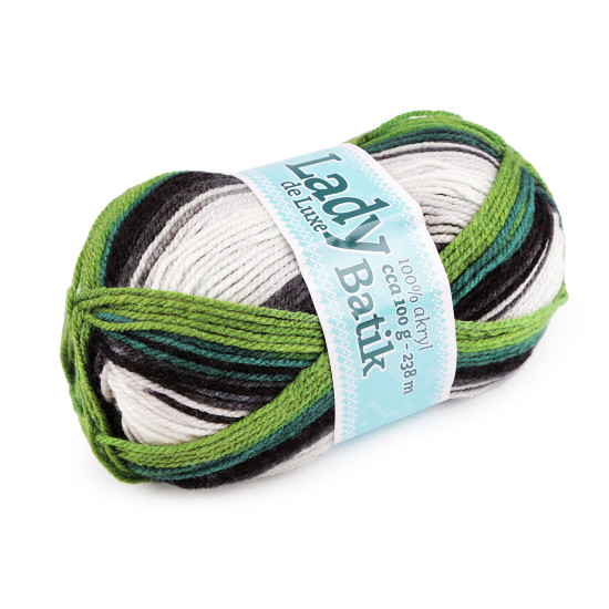 Pelote de laine lady batik de luxe, 100 g - Vert (5 Pièces) Pelote de laine lady batik de luxe, 100 g - Vert (5 Pièces)
