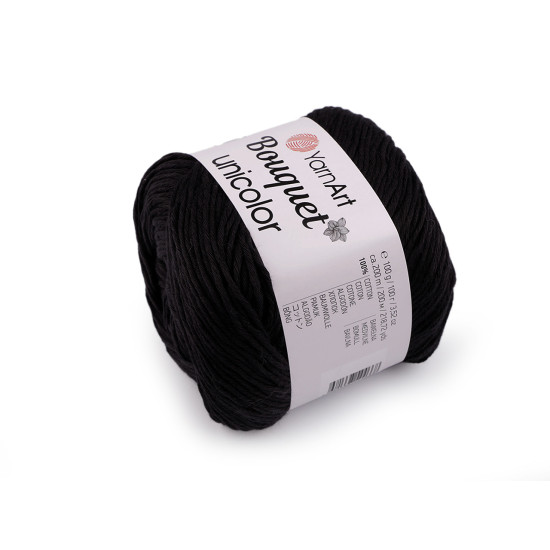 Bavlněná pletací příze bouquet unicolor 100 g - Černá (4 Kusy)
