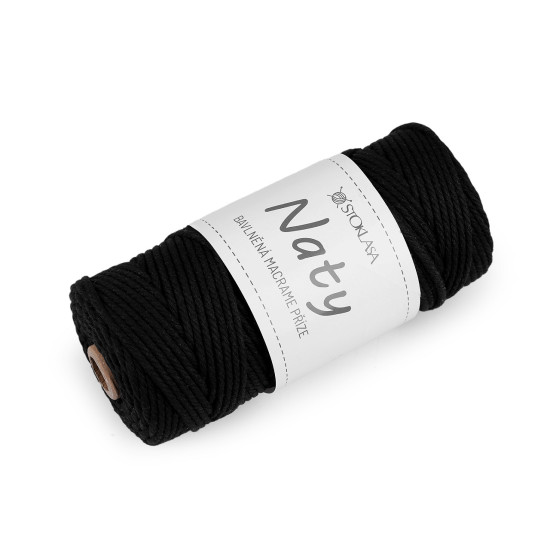Bavlněná pletací příze macrame naty ø3 mm rozčesávací - Černá (3 Kusy) Bavlněná pletací příze macrame naty ø3 mm rozčesávací - Černá (3 Kusy)