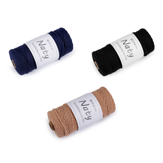 Bavlněná pletací příze macrame naty ø3 mm rozčesávací - Černá (3 Kusy) Bavlněná pletací příze macrame naty ø3 mm rozčesávací - Černá (3 Kusy)