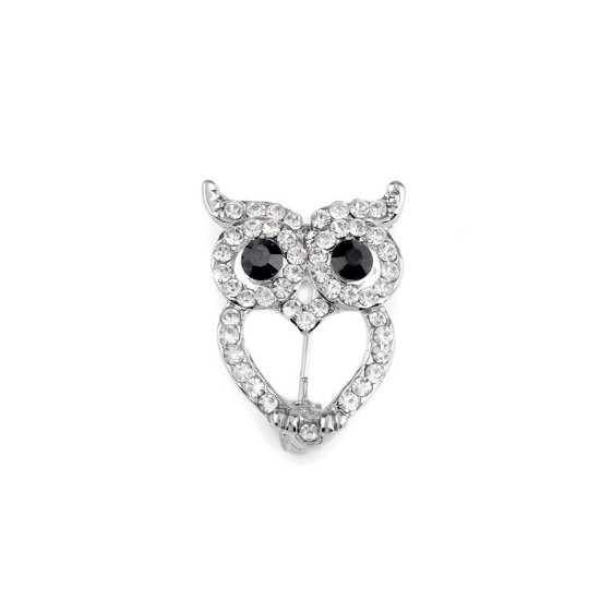 Rhinestone brooch cat, owl - Crystal ab (12 Pieces) Rhinestone brooch cat, owl - Crystal ab (12 Pieces)