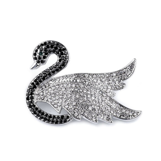 Bross csiszolt kövekkel hattyú - Crystal (1 Darab)
